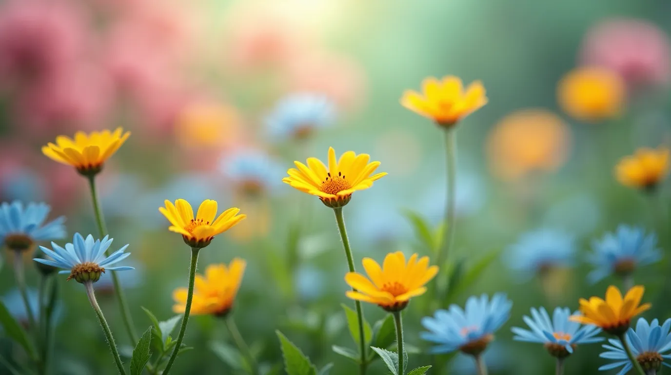 yellow and blue flowers